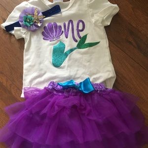 “One” year mermaid birthday outfit.